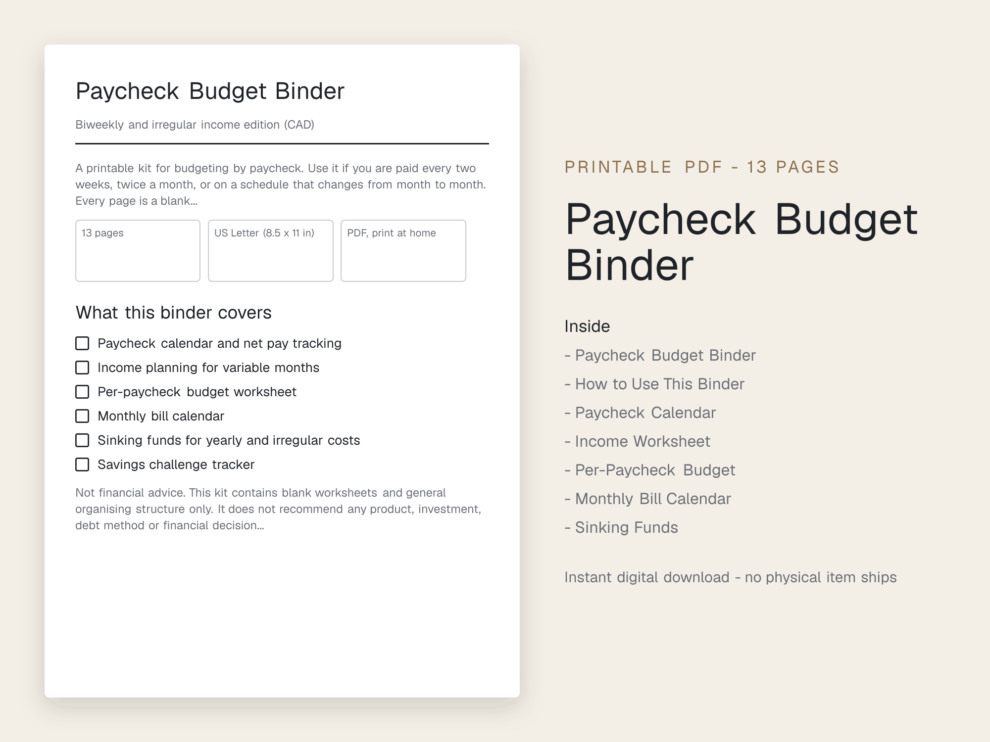 Preview of Paycheck Budget Binder