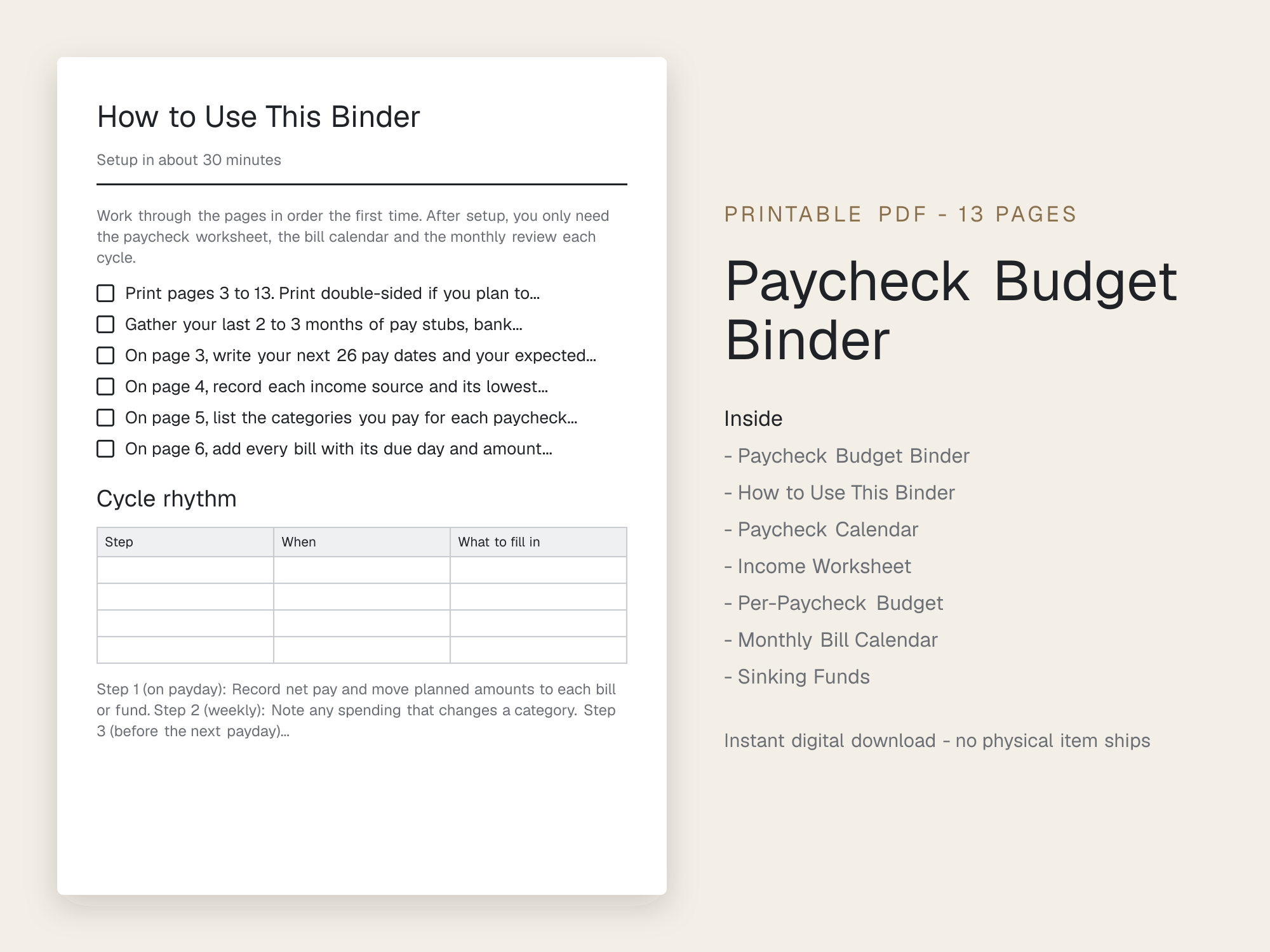 Paycheck Budget Binder, preview 2