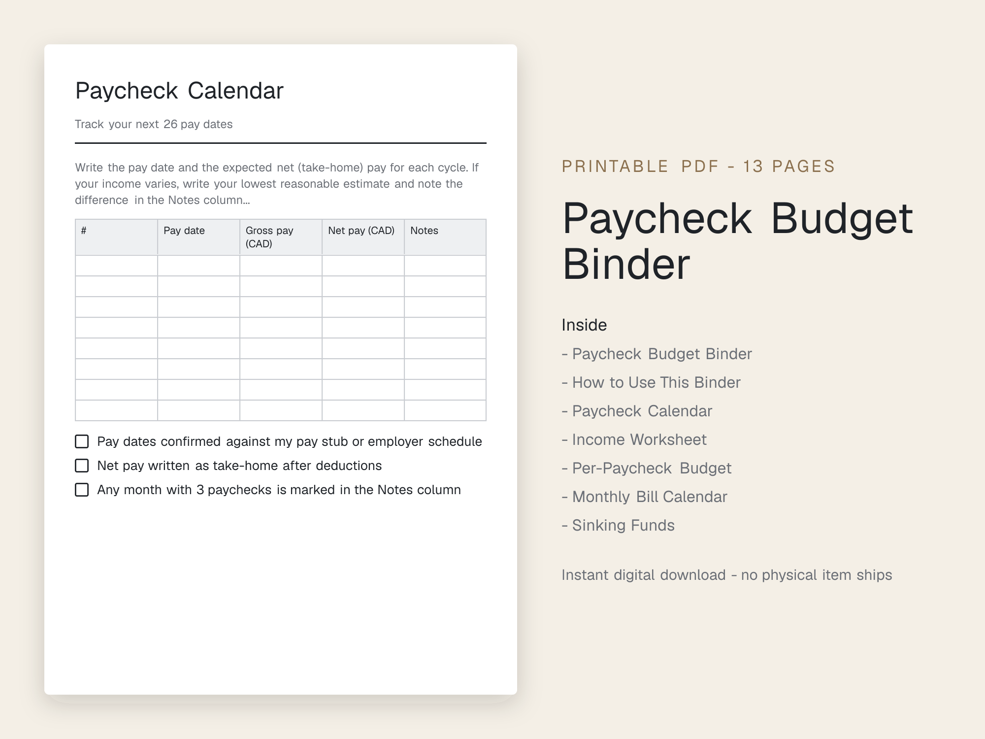 Paycheck Budget Binder, preview 3